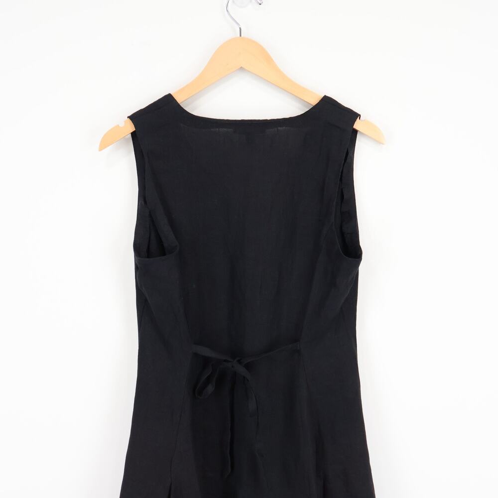 J.Crew 100% Linen Mini Button Front Dress Black Size 8 NWT - Picture 7 of 8